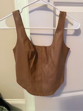 Abercrombie and Fitch Faux Leather Brown Tank Top with Structured Seaming